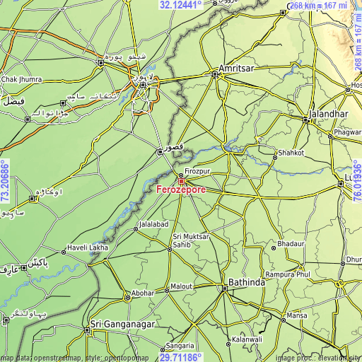 Topographic map of Ferozepore