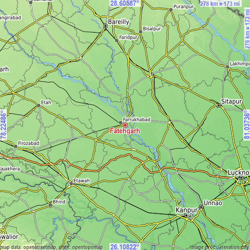 Topographic map of Fatehgarh