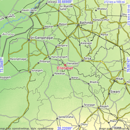 Topographic map of Ellenabad