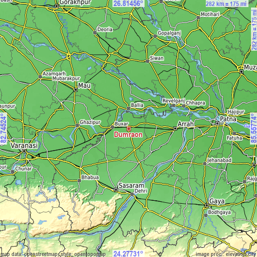 Topographic map of Dumraon