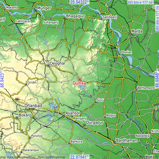 Topographic map of Dumka