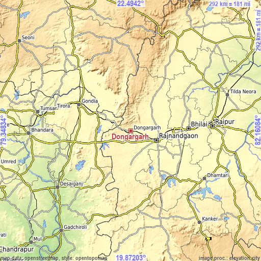 Topographic map of Dongargarh