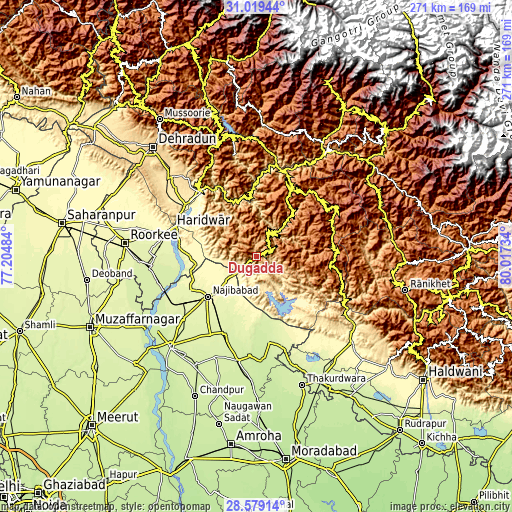 Topographic map of Dugadda