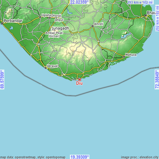 Topographic map of Diu