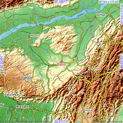 Topographic map of Diphu