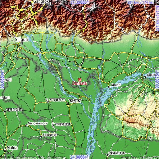 Topographic map of Dīnhāta