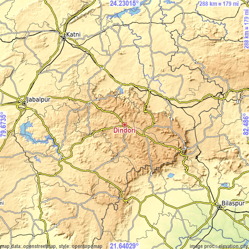 Topographic map of Dindori