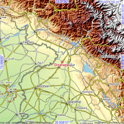 Topographic map of Dīnānagar