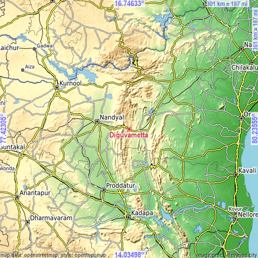 Topographic map of Diguvametta