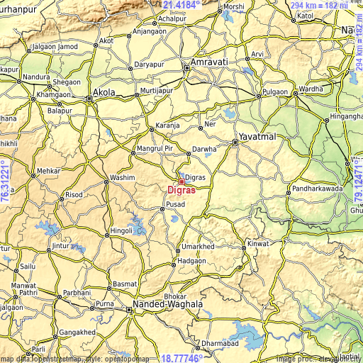 Topographic map of Digras