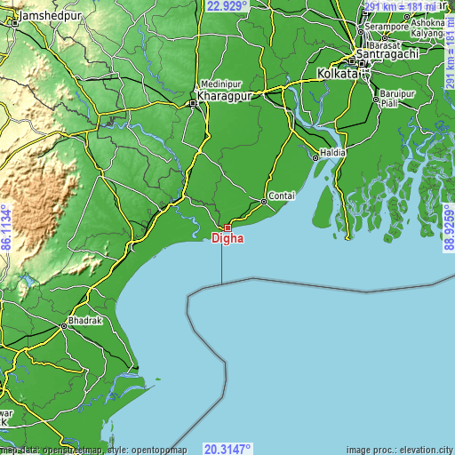 Topographic map of Digha