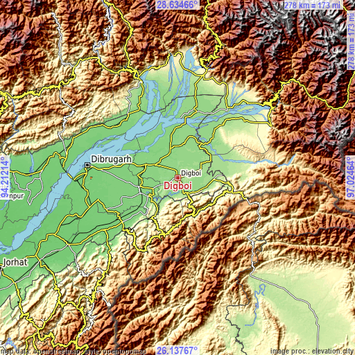 Topographic map of Digboi