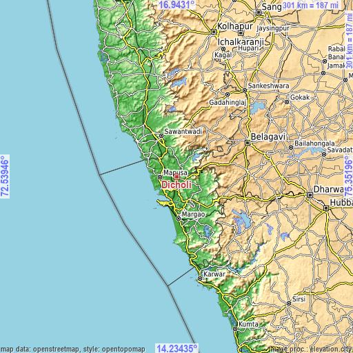 Topographic map of Dicholi