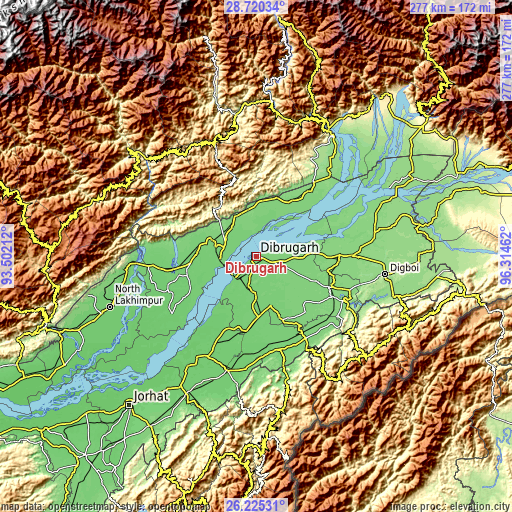 Topographic map of Dibrugarh
