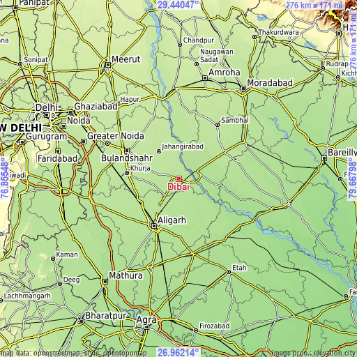 Topographic map of Dibai