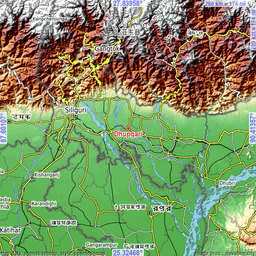 Topographic map of Dhupgāri