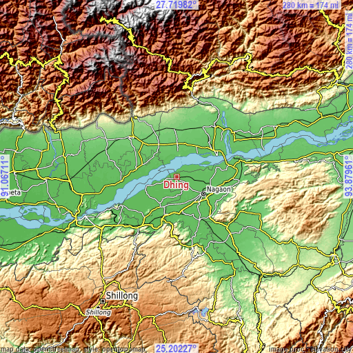 Topographic map of Dhing