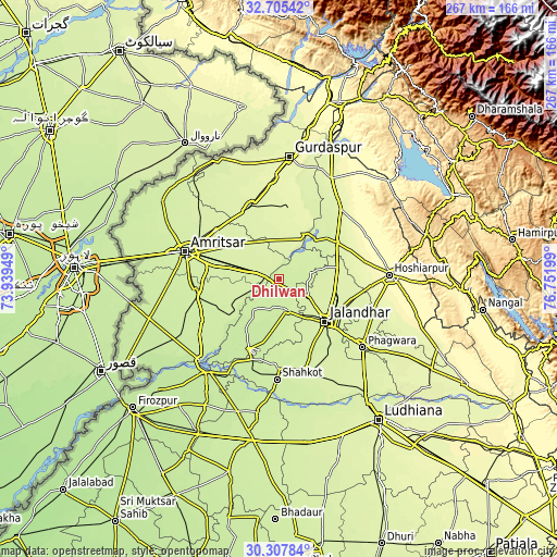 Topographic map of Dhilwan