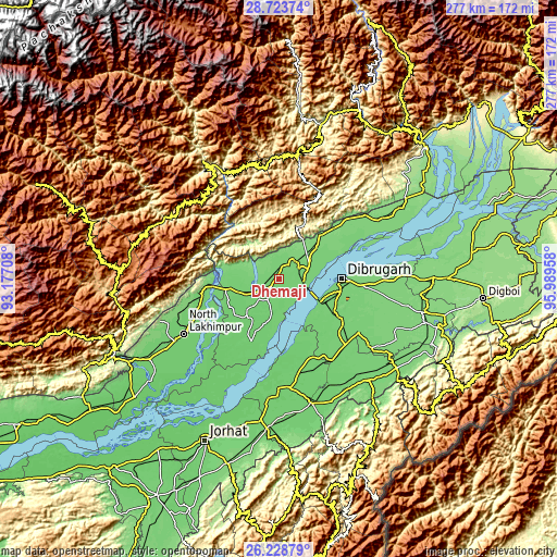 Topographic map of Dhemāji