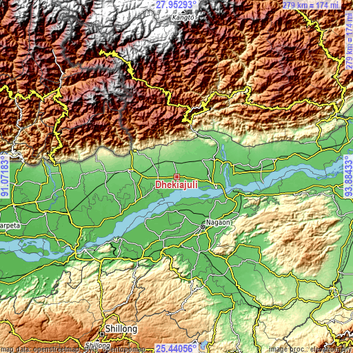 Topographic map of Dhekiajuli