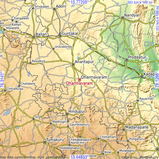 Topographic map of Dharmavaram