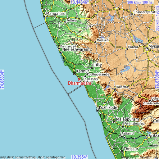 Topographic map of Dharmadam