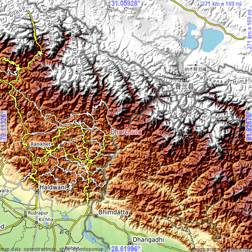 Topographic map of Dhārchula