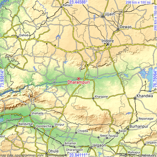 Topographic map of Dharampuri