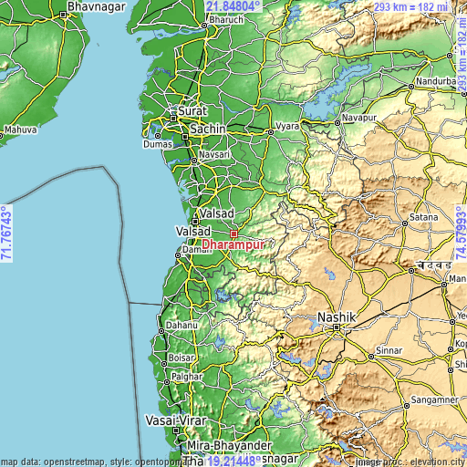 Topographic map of Dharampur