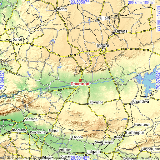 Topographic map of Dhāmnod