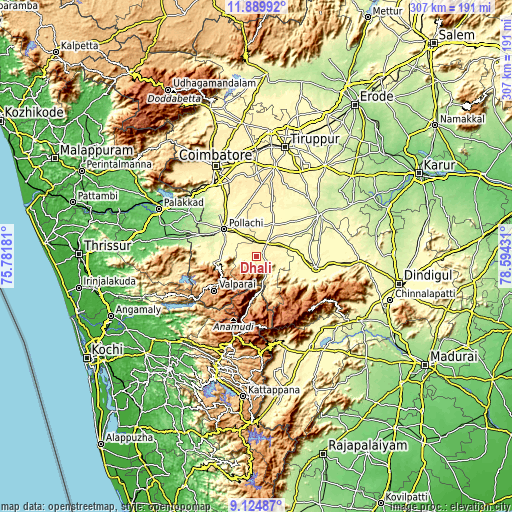 Topographic map of Dhali