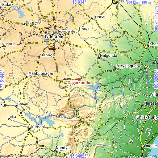 Topographic map of Devarkonda