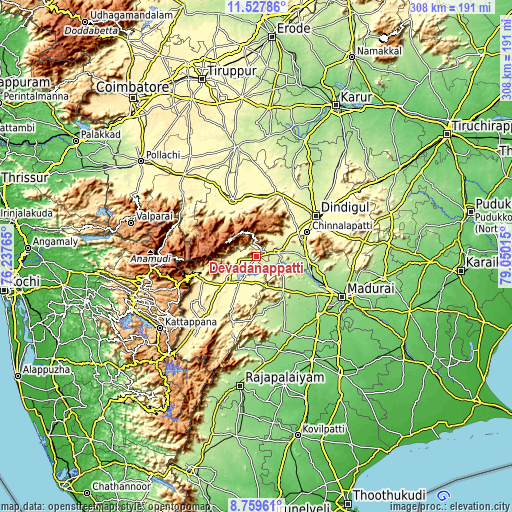 Topographic map of Devadānappatti