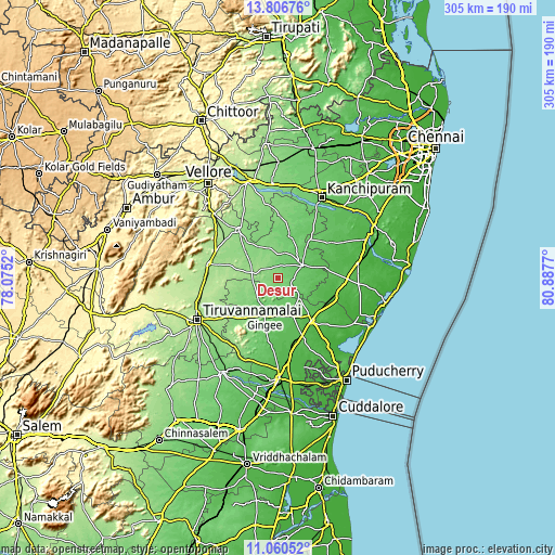 Topographic map of Desūr