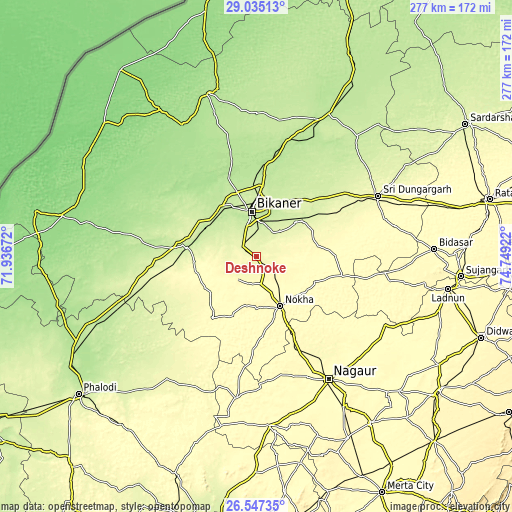 Topographic map of Deshnoke