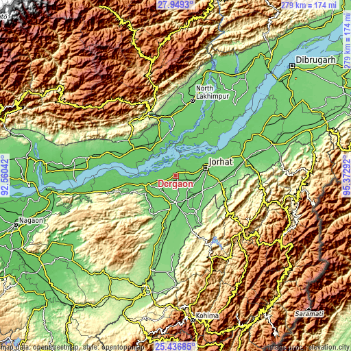 Topographic map of Dergaon