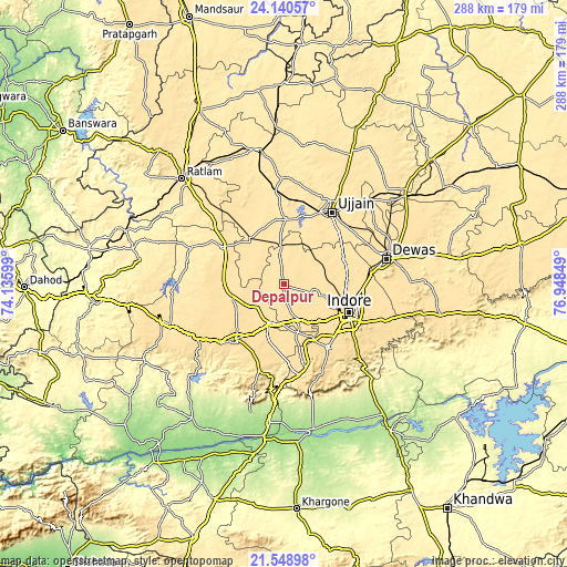 Topographic map of Depālpur