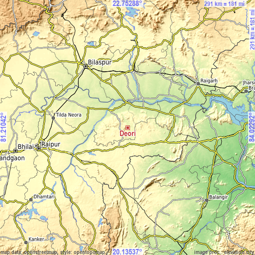 Topographic map of Deori
