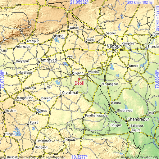 Topographic map of Deoli