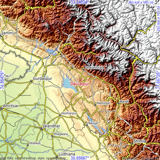 Topographic map of Daulatpur