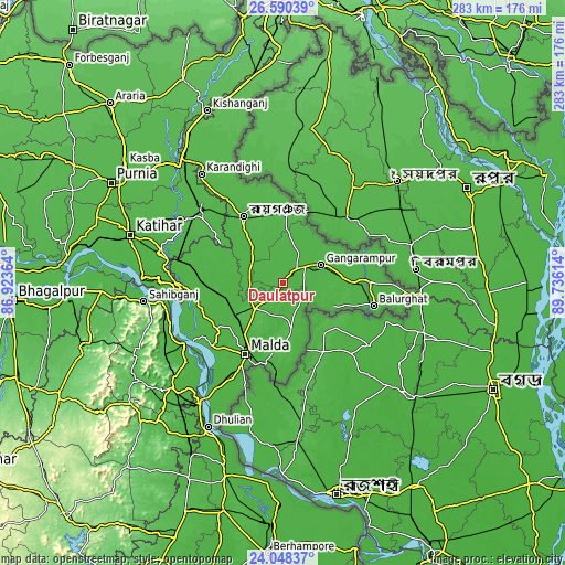 Topographic map of Daulatpur