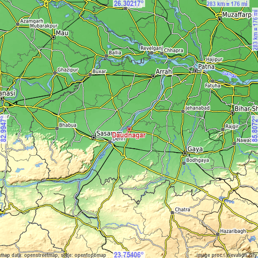 Topographic map of Daudnagar