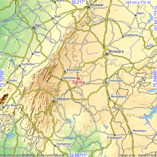 Topographic map of Dariba