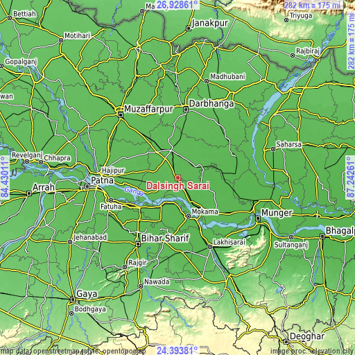 Topographic map of Dalsingh Sarai