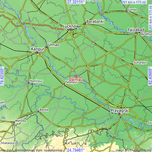 Topographic map of Dalmau