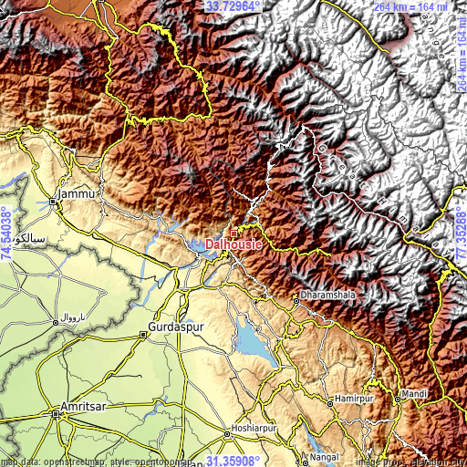 Topographic map of Dalhousie