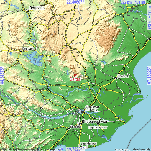 Topographic map of Daitari