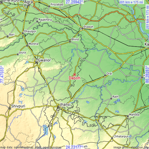 Topographic map of Daboh