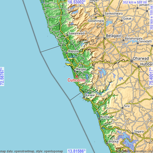 Topographic map of Cuncolim