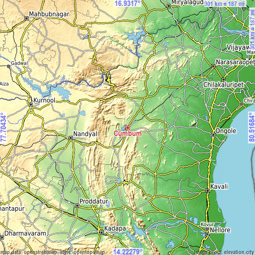 Topographic map of Cumbum